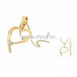 Gold Plated Fancy Small CZ Solitaire Heart Pendant thumbnail-1