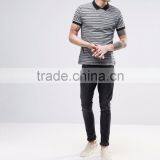 Best Sell Custom Men Short Sleeve Striped Yarn Dyed Classic Collar Polo Shirt With All Over Aztec Print Custom Logo thumbnail-5