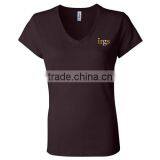 Pre-shrunk 100% Combed Ringspun Cotton, 30 Singles Ladies' Short Sleeve V-Neck T-Shirt thumbnail-2