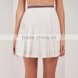 Latest Pleated Short Skirt and off Shoulder Ruffle Crop Top Set thumbnail-4