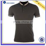 Three Button Placket Stripe Collar Short Sleeve 100%cotton Mens Polo Shirt thumbnail-2