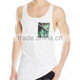 High Quality White Slim Fit Digital Printing Sports Wear,gym Wear Singlet/tank Top With Printed Pocket thumbnail-1