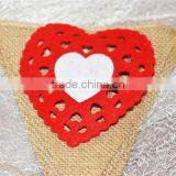Burlap Banner Hessian Bunting Valentines Decorations Wedding Love Felt Heart Red thumbnail-3