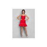 Sheath/Column Sweetheart Straps Short/Mini Chiffon And Stretch Satin Sequin Evening Dresses thumbnail-1