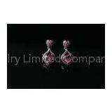 Pink heart 925 sterling silver earrings with AAA CZ in micropave setting in Rho plated IE1155