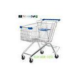 125L Toddler Metal Supermarket Cart With Beer Rack / 4 Swivel 4 Inch PU Wheel