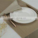 100% Pure Linen Table Runner With Hemstitch in Beige Color