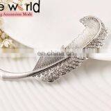 Fashion Gold Plated Rhinestone Crystal Feather Hair Clip Hairpin Barrette thumbnail-1
