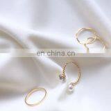4PCS/Set Gold Plated Minimalist Pearl Diamond Mix Design For Women Knuckle Ring Set thumbnail-6