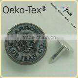 2015 Newest Custom Metal Button Denim Jeans Button
