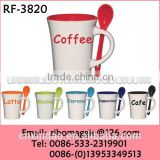 Hot Sale New Letter Print Not Expensive Ceramic Coffee Mugs with Spoon Made in Zibo