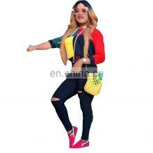 Spring and Summer New Hooded Casual Sports Sweater Hooded Stitching Fashion Loose Large Size Manufacturers Wholesale Custom thumbnail-3
