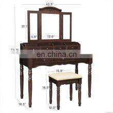 Wall Mounted Dressing Table Wooden Dressing Table With Mirror and Stool