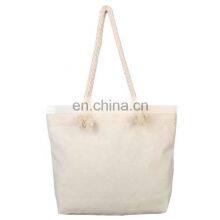 Cotton Bag With Zipper Womens Canvas Rope Handle Shoulder Bag thumbnail-4