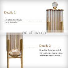 Small Size Amber Luxury Gold Frame Glass Flower Vase thumbnail-3