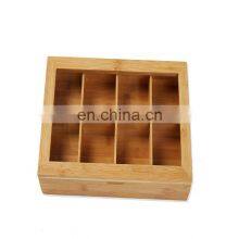 High Quality New Design Premium Bamboo Tea Box With Lid 8 Storage Sections Kitchen & Tabletop Storage Bins Pantry Organizer thumbnail-4