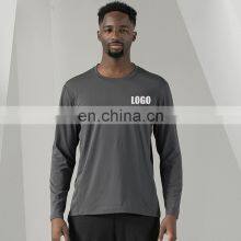 2023 New Quick Dry Fitness Athletic Long Sleeve Sport T Shirt Custom Breathable Jogger Workout Gym Top Activewear For Men thumbnail-1