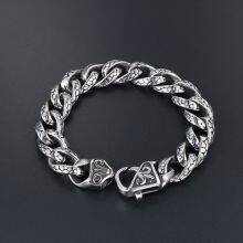 Stainless Steel Leopard Print Bracelet for Men,Titanium Steel Cast Bracelet, Retro Hiphop Jewelry Gift to Husband Father Dad thumbnail-2