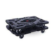 Folding Euro Pallet Crate Trolley 4 Wheel Silent Rolling Dolly Single Faced Blue Plastic Dolly With Wheels thumbnail-4