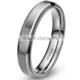 4mm Silver Brushed Titanium Ring for Women Comfort Fit Wedding Band Beveled Edges