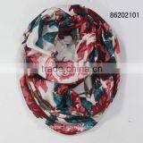 Top Quality Indian Yarn Loop Ring Infinity Scarfs Fashionable Flower Printed Scarf 100 Polyester Scarves thumbnail-2