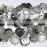 Black Ruhtile Faceted Pear Shape Drops Beads