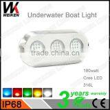 180w Crees RGB Underwater Led Boat Light/ 12v Wireless Underwater Light With Remote Bluetooth Control