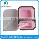 Non Stick Collapse Down After Lunch to Save Backpack Space Silicone Lunch Box Containers thumbnail-2