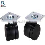 2016 Shenzhen Hot-sale 2 Inches Black Nylon Plate Swivel Plastic Furniture Caster Double Wheels for Suitcase thumbnail-3