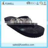 Beaded thick crust latest ladies slippers shoes and sandals