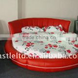 round genuine Leather bed and Bedding