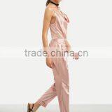Bodysuits Latest Fashion Design Women Clothing Pink Spaghetti Strap Cowl Neck Backless Jumpsuit thumbnail-2