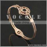 Rose Gold Stainless Steel 316L Simple Bangle Jewelry With Circle Charm thumbnail-1