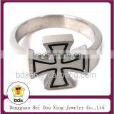 Gothic Style Religious Jewelry Men's Stainless Steel Black Enamel Hip Hop Jesus Rings With Cross Religious Letters Jewlery thumbnail-1