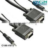 SVGA Cable HDB15M+ST3.5/15M+2RCAM,RGB,Black,With Ferrites thumbnail-1