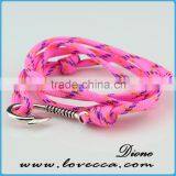 Bright Silver Anchor Hook Bracelet With Color Nylon Rope Bracelet thumbnail-6