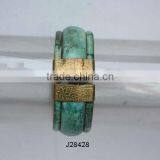 Green Patina style brass mosaic Bracelet on brass base