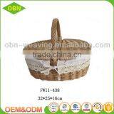China Custom Excellent Quality Wholesale Cheap Handmade Mini Empty Wicker Picnic Basket thumbnail-1