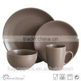 Ceramic Round Shape 16PCS Dinnerware Brown Color thumbnail-1