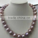 Wholesale 11-12 mm Purple Round Freshwater Loose Pearl Jewelry Necklace thumbnail-1