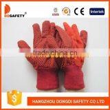 DDSAFETY 2017 Red Convas Cotton Garden Glove PVC Dots Safety Working Gloves thumbnail-1