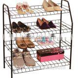 Suitable for Holding 16 Pair Shoes 4 Tier Steel Tube Black or Whte Wire Shoe Rack thumbnail-1