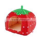 1pc Soft Strawberry Pet Igloo Dog Cat House Kennel Doggy Fashion Cushion Basket Newest Hot Search thumbnail-1