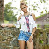 Maxnegio Ladies Chiffon Tops Many New Model Neck Blouses off Shoulder Top Women thumbnail-2