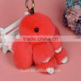 100% Real Genuine Rex Rabbit Furs Keychain Pendant Bag Car Charm Tag Cute Mini Rabbit Toy Doll Real Fur Monster Charms thumbnail-2