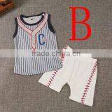 New Item 2016 Children Clothes Baby Boy Boutique Football Outfit Clothing Set Cartoon Letter T Shirt Stripe Shorts thumbnail-3