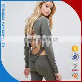 2017 Summer New Korean Women's Umbrella Short Paragraph Primer Shirt Shirt Back Hollow Slim Long Sleeve T-shirt thumbnail-2