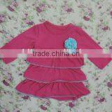 2017 Spring Baby Girls Long Sleeve Clothes Children Girls Solid Color Cotton Ruffle Top Have a Flower thumbnail-1