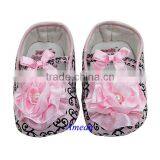 Baby Newborn Girls Pink Black Damask Flower Rose Crib Shoes thumbnail-1