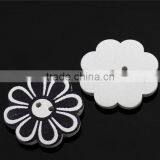 Wholesale Scrapbooking 2 Holes Flower White Black Wood Painting Sewing Buttons thumbnail-1